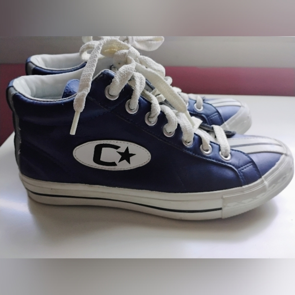 VINTAGE Blue Converse C-Star Racer Mid Synthetic Athleisure Sneakers • Women's 8 - Picture 10 of 14